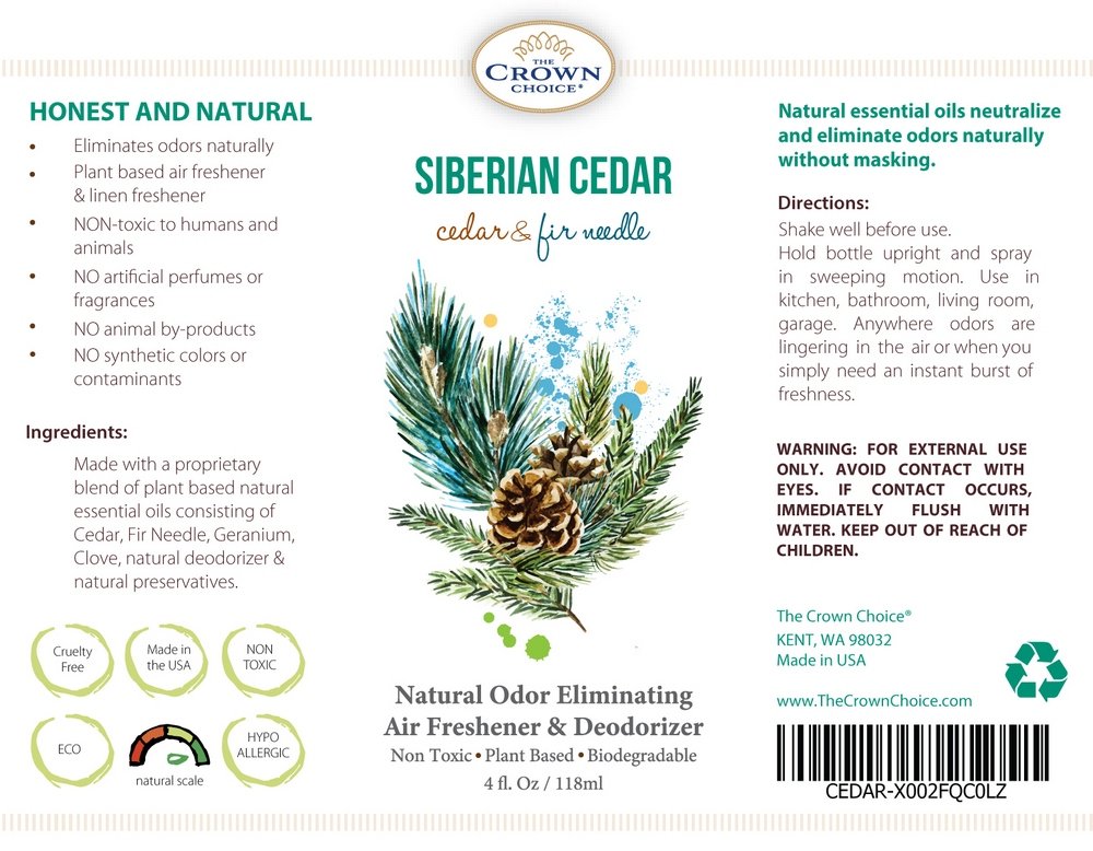 the crown choice cedar natural oil spray ingredients label