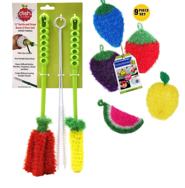 Crochet Scrubber Set - No odors fruit shaped Dish Scrubbie Mix Packs 8