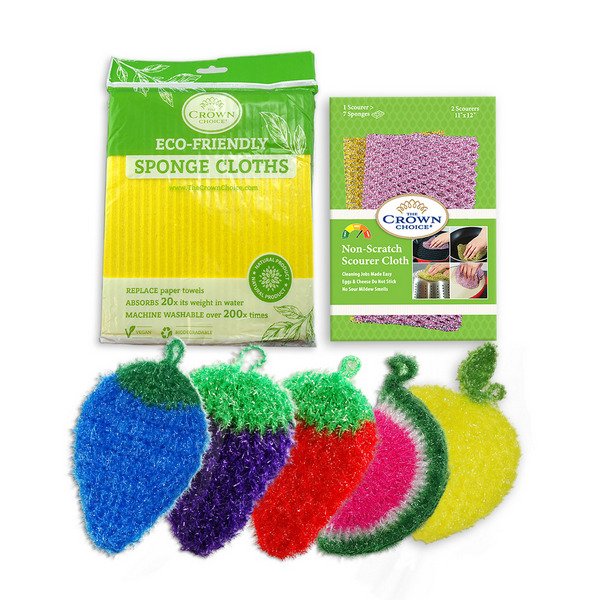 Crochet Scrubber Set - No odors fruit shaped Dish Scrubbie Mix Packs 7