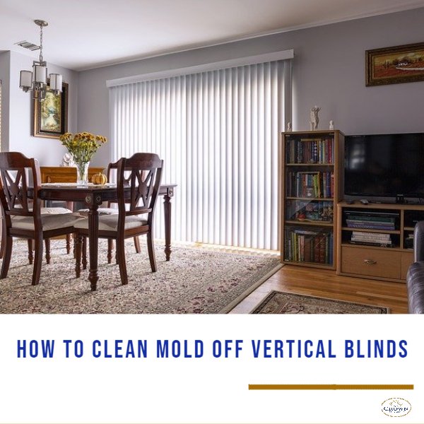 How to Clean Mold off Vertical Blinds: Dining room with white vertical blinds