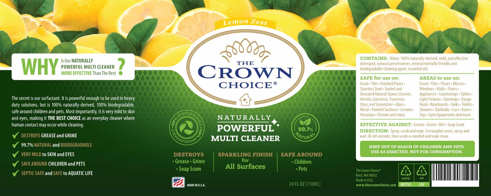 Natural Lemon Zest Multi Cleaner Spray – Essential Oil Lemon Zest Scent 10