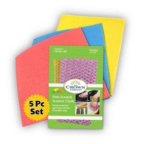 Cellulose Sponge Cloth and Non-Scratch Scouring Pad Set (5 Pcs) 4