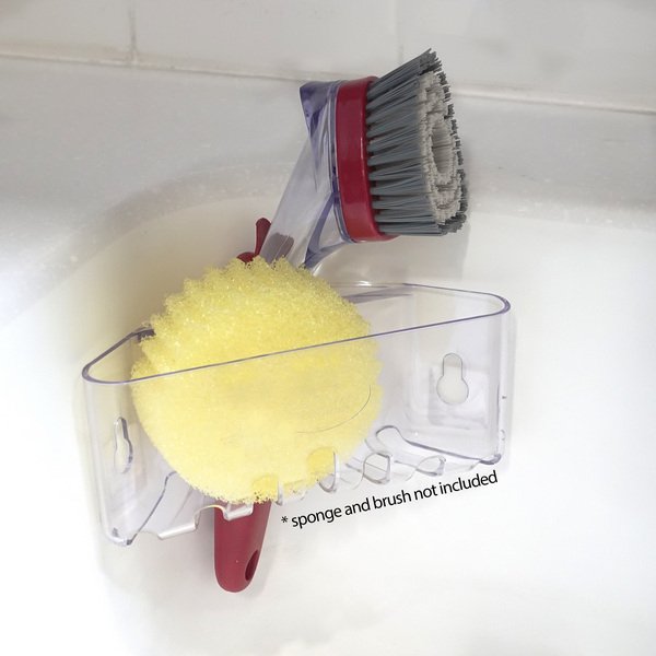 2-in-1 Kitchen Sink Caddy | Sponge + Dish Cloth Hanger Combo | Stainless Steel Uses Strong Adhesive 12