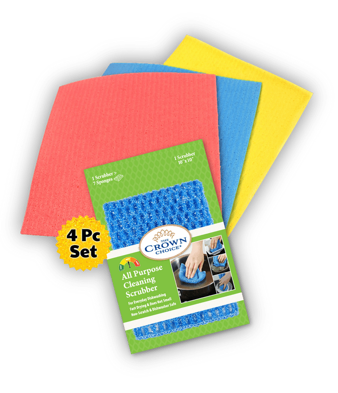 Paper Towel Alternative - Eco-friendly sponge cloth and all purpose cloth set (4 Pcs) 2 all purpose sponge cloth cleaning bundle
