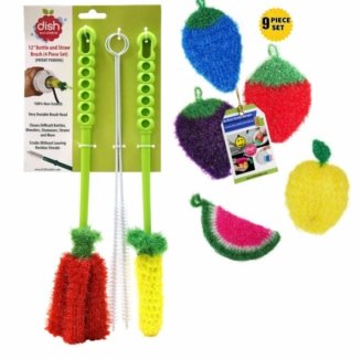 Best Dish Scrubber and Bottle Brush Set - Crocheted Scrubbies