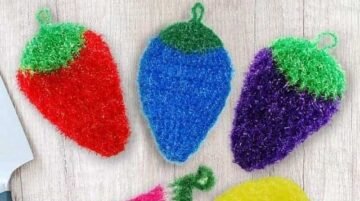 Watermelon Dish Scrubbie | Crocheted Odor Free Fruit Shaped Scrubber