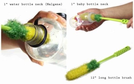Dish Scrubbie Long Bottle Brush Cleaner Set (3-in-1) with Two Straw Brushes