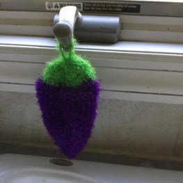 Eggplant Scrubbie - Vegetable crocheted purple scrubby 6