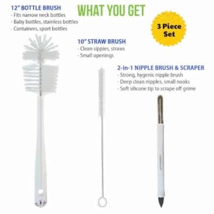 set of baby bottle cleaning brushes