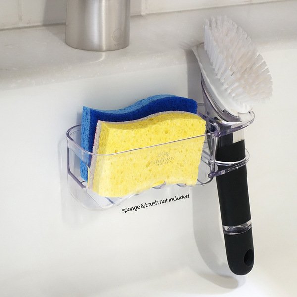 2-in-1 Kitchen Sink Caddy | Sponge + Dish Cloth Hanger Combo | Stainless Steel Uses Strong Adhesive 13