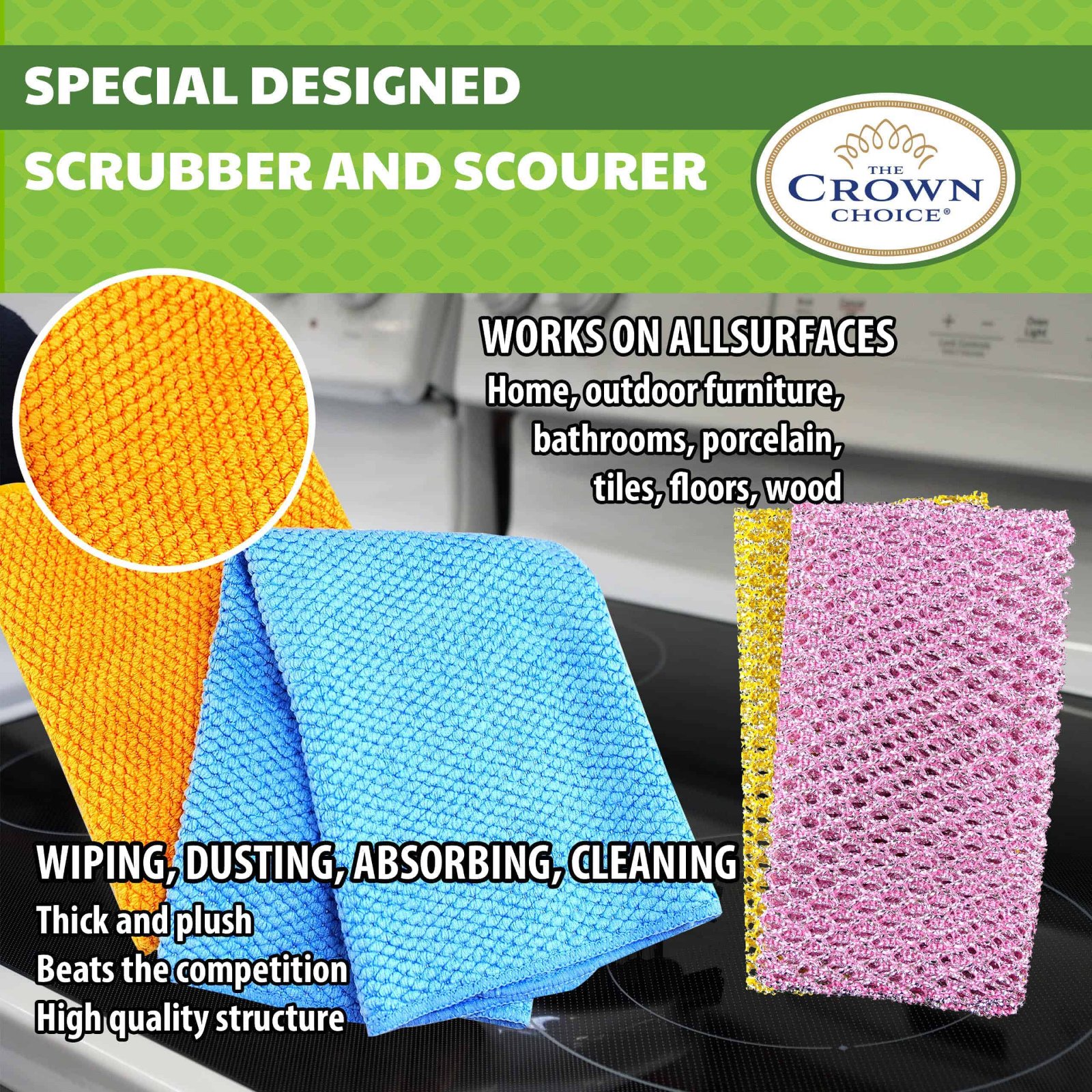 The Crown Choice Grout Cleaning Brushes Set (3 Pack) – Deep Cleaner Small  Multi-Purpose Scrub Brush Set with Stiff Nylon Bristles to Clean Corners